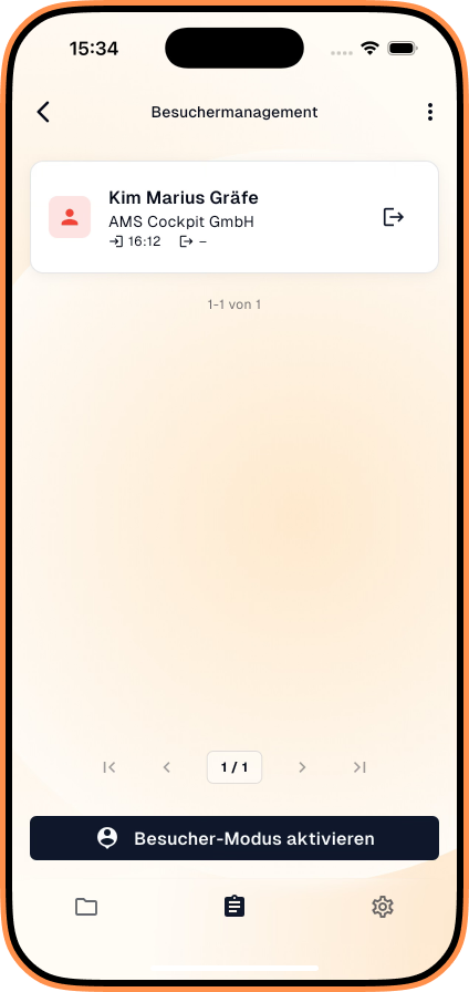 Screenshot der mobilen App
